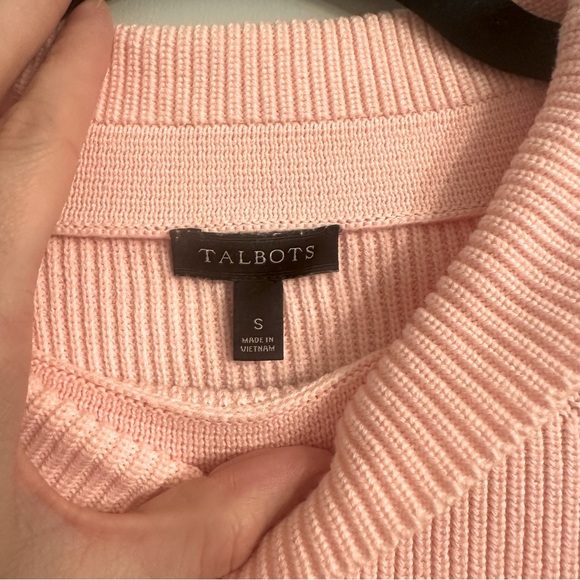 Talbots 100% Pima Cotton Cowl Neck Sweater Pink Ribbed & Knit Size Small - Picture 5 of 10